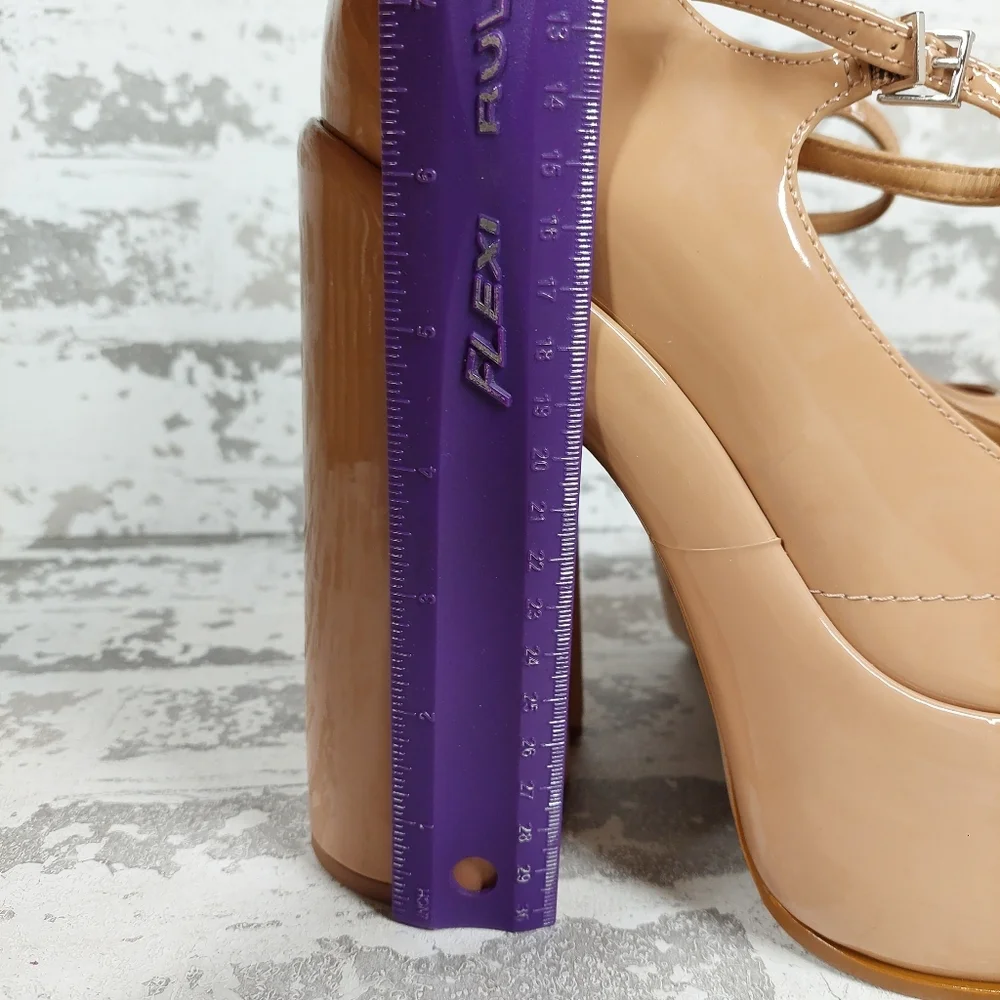 New Schutz Zayne New Pressego Tan Patent Leather Platform Mary Jane Pumps D411